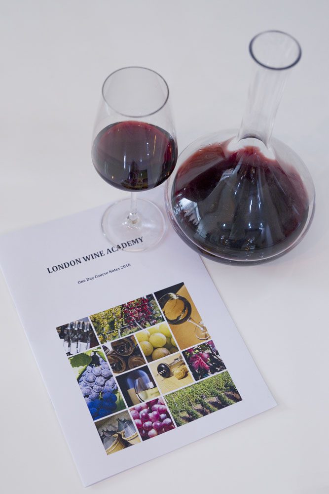 Classic Beginners wine course in London – course notes and glasses of red wine