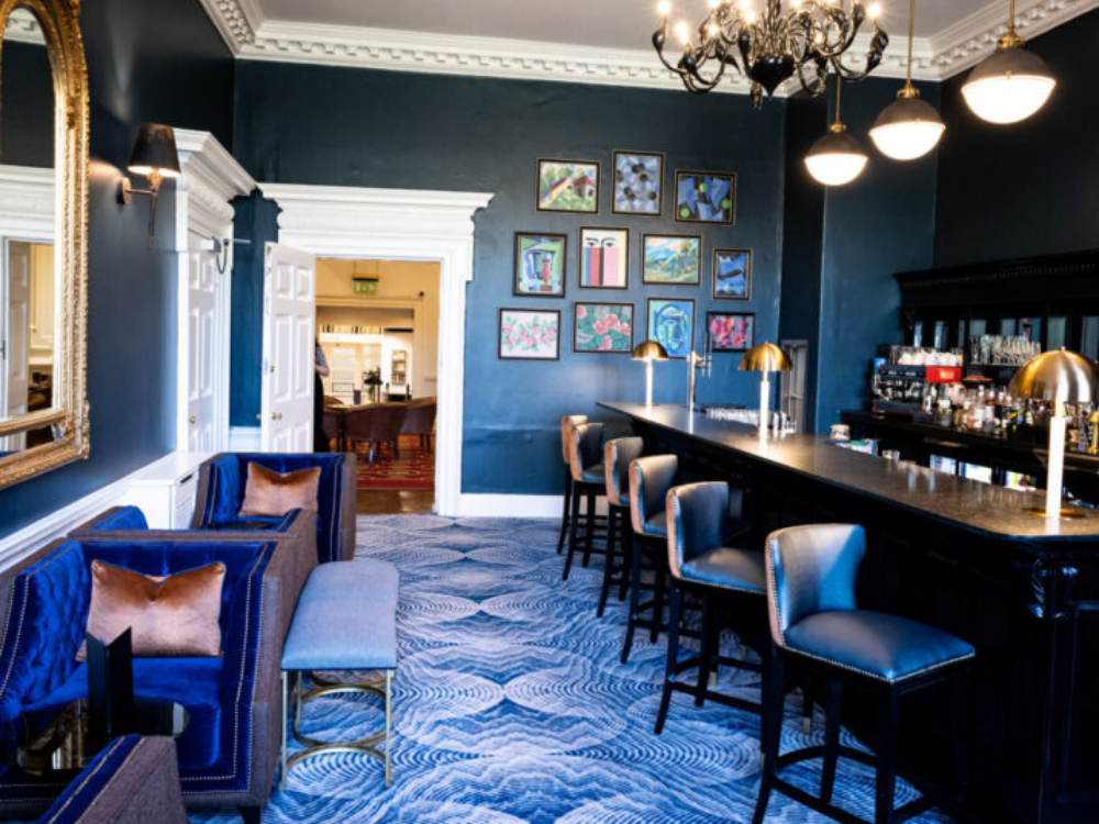 A shot of the bar indoors at the Royal overseas league