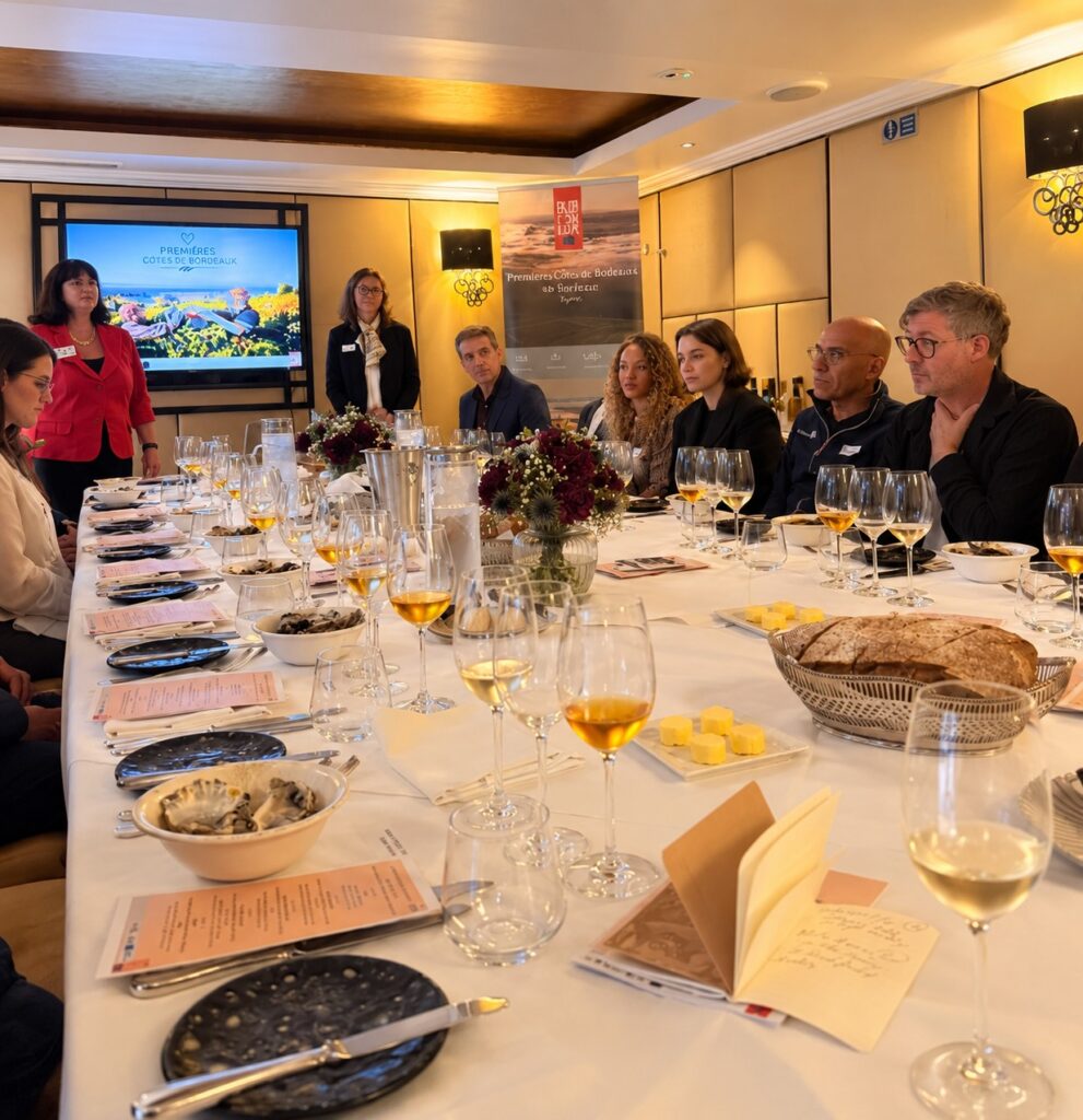 Premières Côtes de Bordeaux Region trade lunch in London for wine buyers and sommeliers